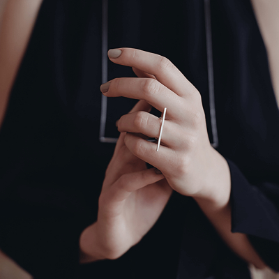 Inel LINIA minimal, realizat manual - Monom