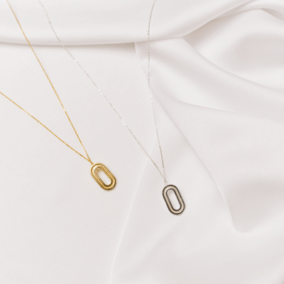 Colie Labyrinth Oval Small design minimal, realizat manual. - Monom