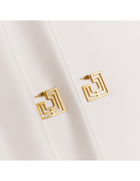 The Introspect Square Hoops earrings  Minimalist, handcrafted - Monom