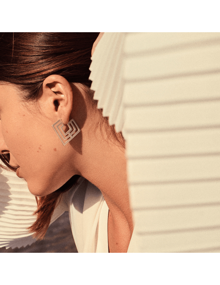 The Introspect Square Hoops earrings  Minimalist, handcrafted - Monom