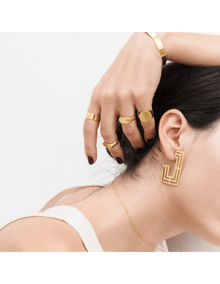 The Introspect Rectangle Hoops earrings  Minimalist, handcrafted - Monom