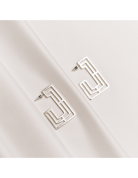 The Introspect Rectangle Hoops earrings  Minimalist, handcrafted - Monom