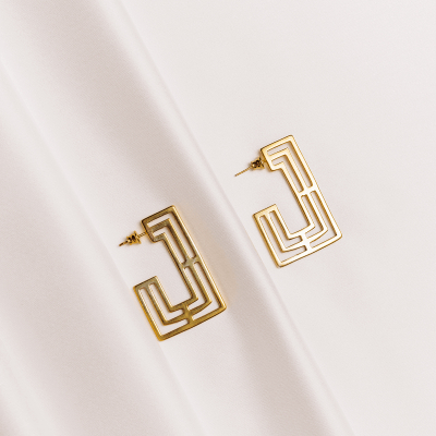 The Introspect Rectangle Hoops earrings  Minimalist, handcrafted - Monom