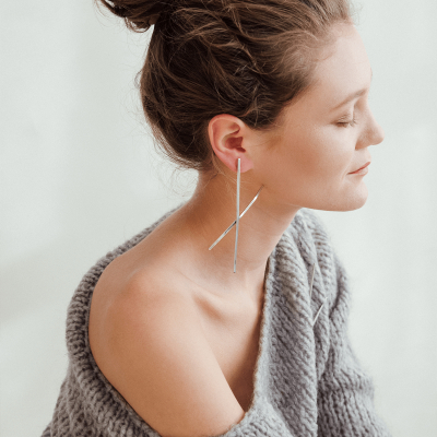 Cercei ALPHABET X Minimal, realizat manual. - Monom