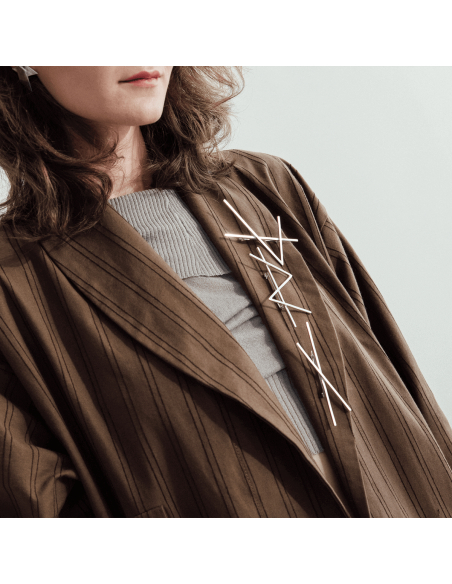 ALPHABET STRENGTH brooch Minimalist, handcrafted - Monom