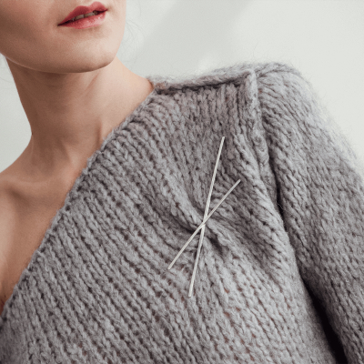 Brosa ALPHABET X Minimal, realizata manual. - Monom