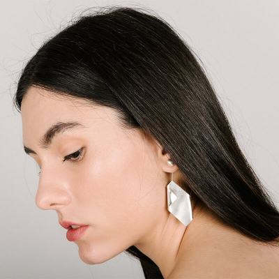 IMPERFECT LEAF SMALL earrings Minimalist, handcrafted - Monom