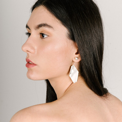 IMPERFECT LEAF SMALL earrings Minimalist, handcrafted - Monom 2