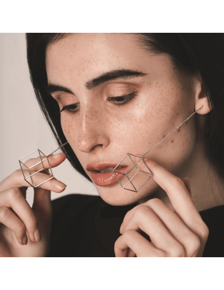 TRANSLATIONS LONG CUBE 1 EARRINGS
