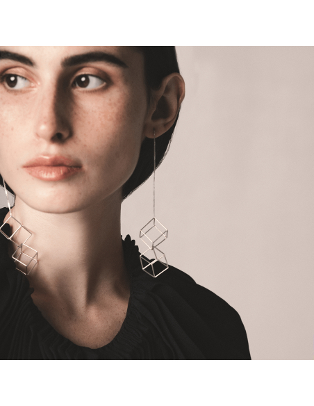 TRANSLATIONS LONG CUBE 2 EARRINGS