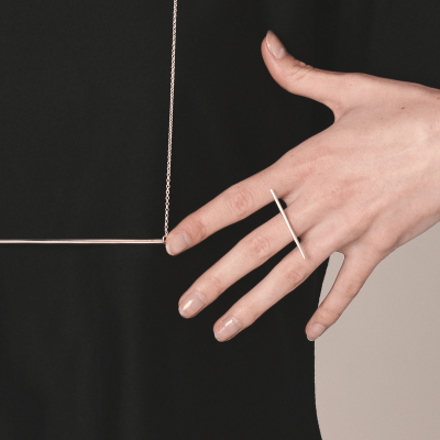 Inel LINIA minimal, realizat manual - Monom