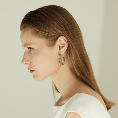 The Introspect Rectangle Hoops earrings  Minimalist, handcrafted - Monom 2