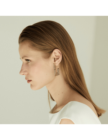 The Introspect Rectangle Hoops earrings  Minimalist, handcrafted - Monom