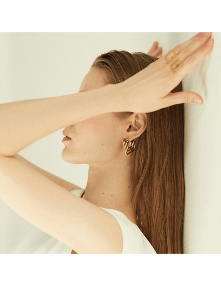 The Introspect Square Hoops earrings  Minimalist, handcrafted - Monom