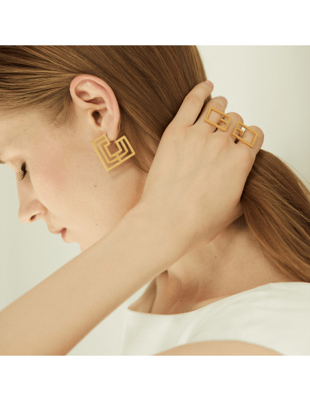 The Introspect Square Hoops earrings  Minimalist, handcrafted - Monom