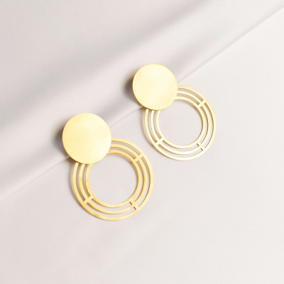 Labyrinth Saturnalia Small Minimal Earrings, Handmade by Monom 2