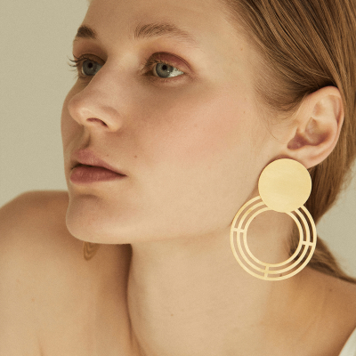 Labyrinth Saturnalia Small Minimal Earrings, Handmade by Monom