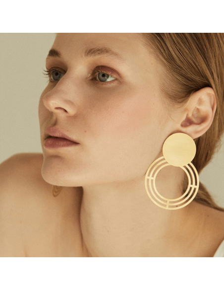 Labyrinth Saturnalia Small Minimal Earrings, Handmade by Monom