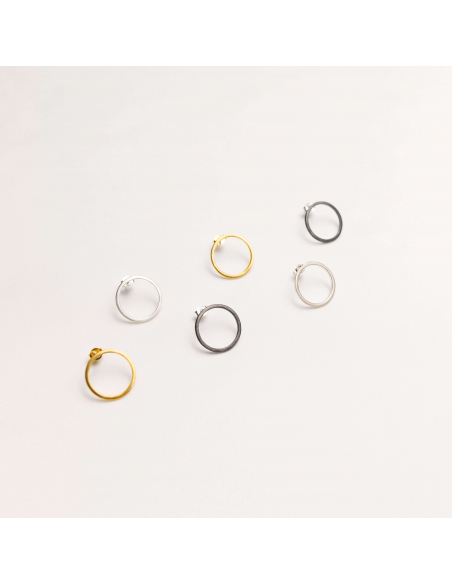 PLATTITUDE EMPTY CIRCLES Minimal Earrings, Handmade by Monom