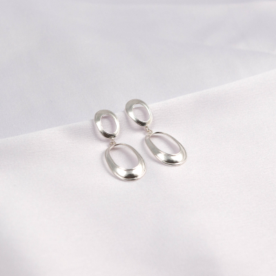 Cascara Oval Duo Minimal Earrings - Handmade by Monom 2