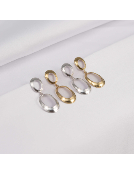 Cascara Oval Duo Minimal Earrings - Handmade by Monom