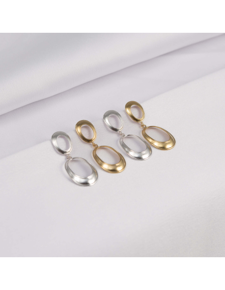 Cascara Oval Duo Minimal Earrings - Handmade by Monom