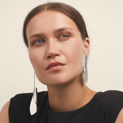 Asymmetric Etala Earrings, minimal, handcrafted - Monom 2