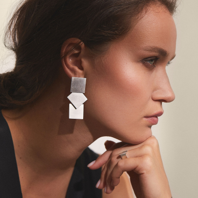 TRIPLATTITUDE earrings Minimalist, handcrafted - Monom