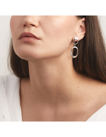 Cascara Oval Duo Minimal Earrings - Handmade by Monom