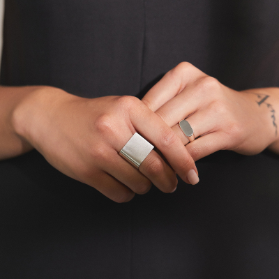 Inel PLATTITUDE patrat, Minimal, realizate manual. - Monom