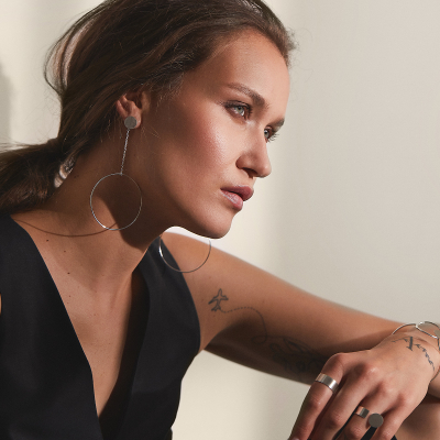 Cercei OVERSIZED CIRCLE Minimal, realizate manual. - Monom