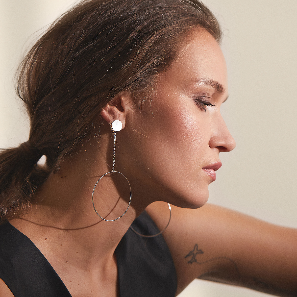 Cercei OVERSIZED CIRCLE Minimal, realizate manual. - Monom