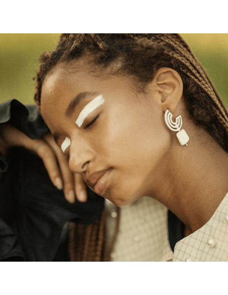 The Extrovert Circle Hoops pearl earrings  Minimalist, handcrafted - Monom